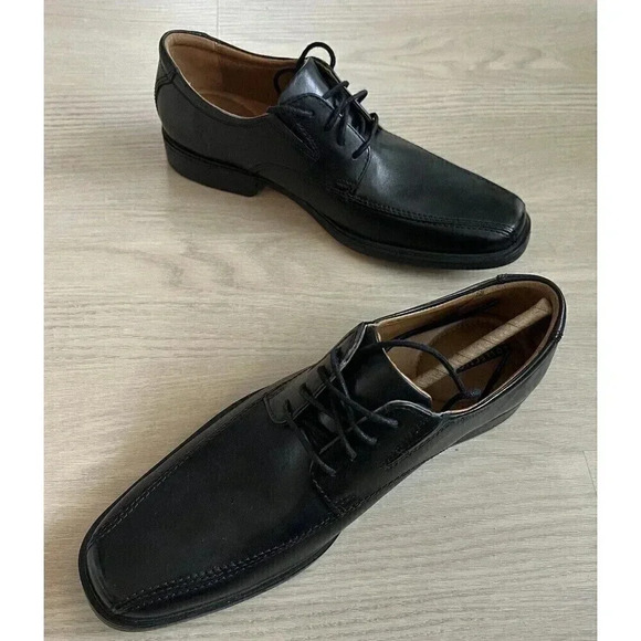 NEW Clarks Comfort Men’sTilden Walk Black Leather Lace Up Oxfords Size 7.5 M - Picture 2 of 9